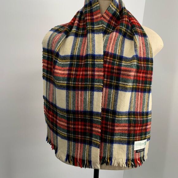 THE SCOTCH HOUSE 100% wool red plaid scarf mens womens unisex - Picture 2 of 5